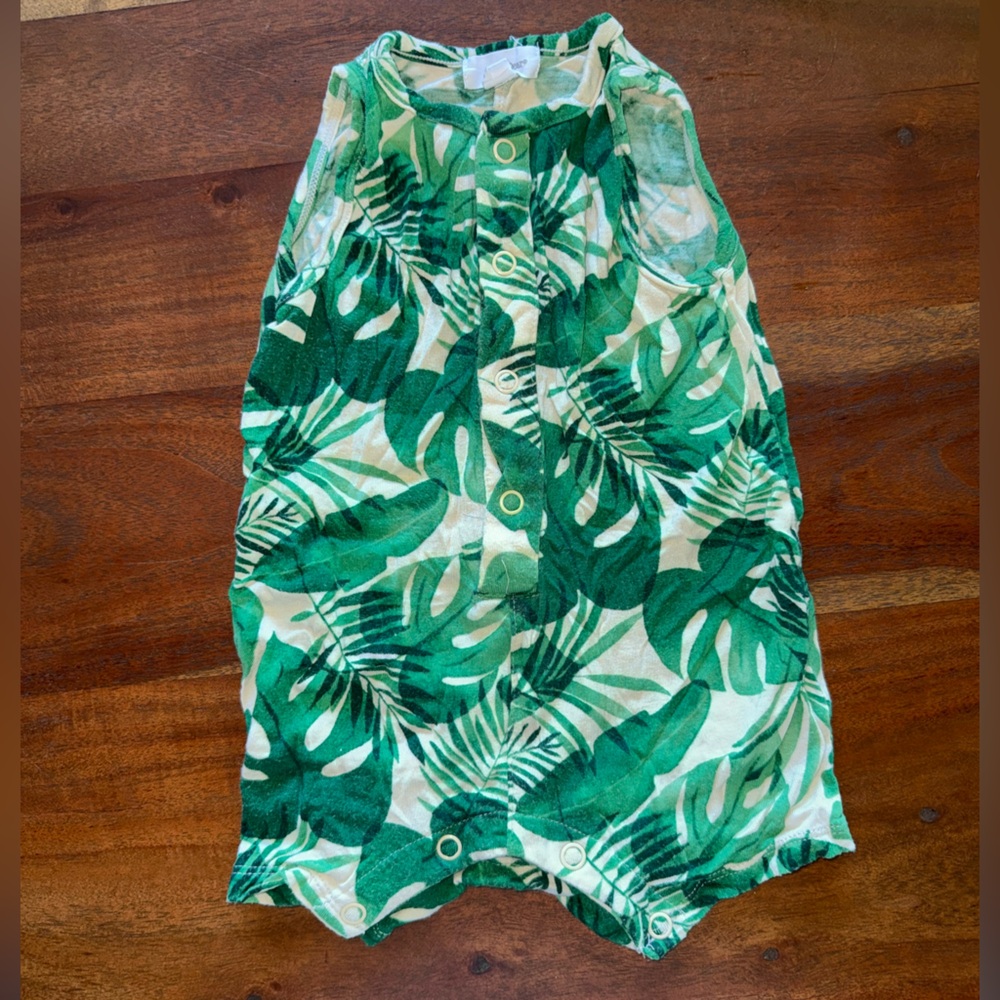 Angel Dear‎ Tropical Green Leaf Print romper